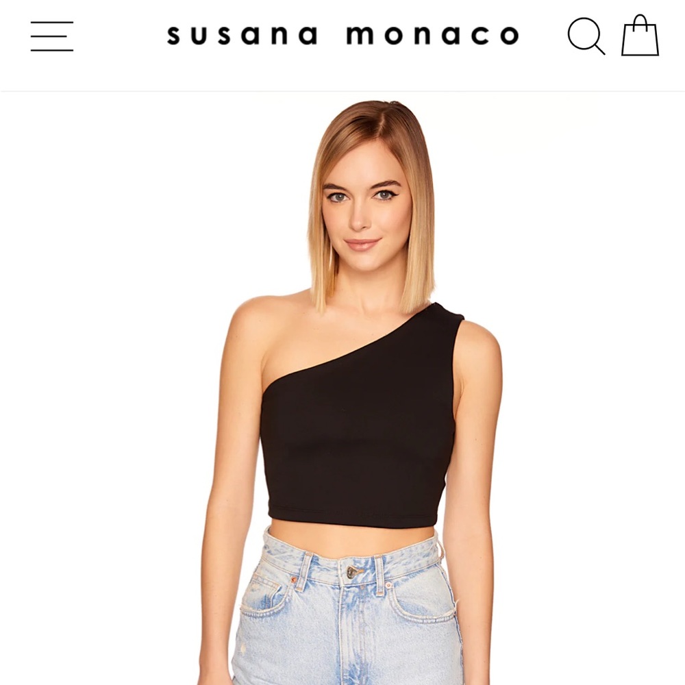 Susana Monaco Essential One Shoulder Crop Top